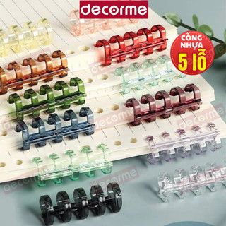 Combo còng nhựa cứng 5 lỗ trong suốt nhiều màu làm sổ còng A4 B5 A5 làm sổ tay planner