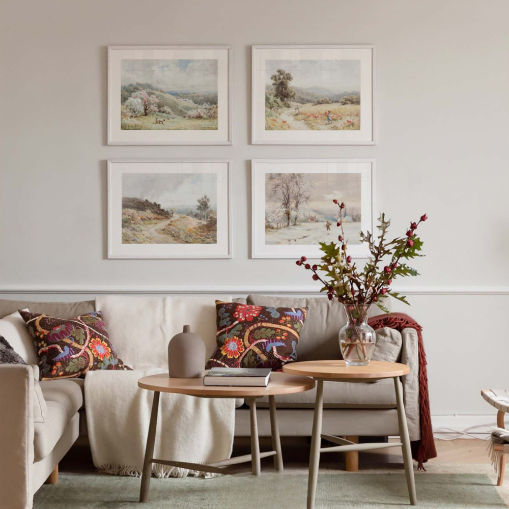 Combo 4 Tranh Canvas Decor Vuông Phong Cách Bắc Âu DD304 - Tranh Decor Phòng Khách, Phòng Ngủ, Homst