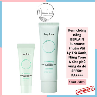  Kem Chống Nắng Beplain Sunmuse Xanh Mint Hiệu Chỉnh Da Đỏ Thuần Vật Lý Trà Xanh spf 50+ pa++++ 50 