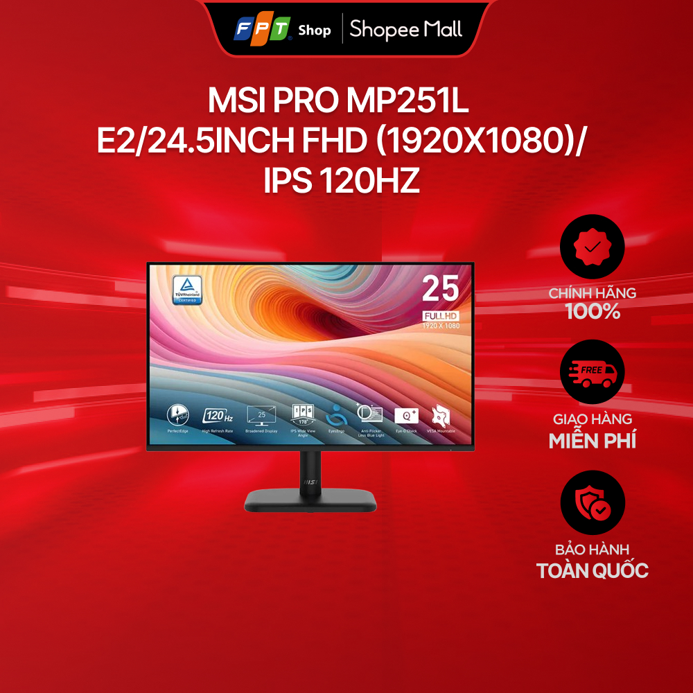 Màn hình MSI Pro MP251L E2/24.5inch FHD (1920x1080)/IPS 120Hz - Bảo hành 36 tháng