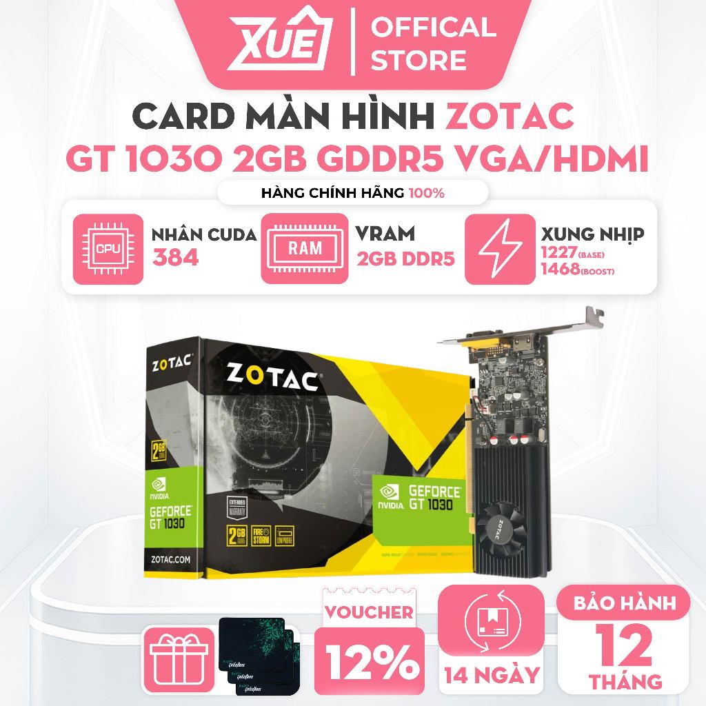 Card Màn Hình ZOTAC GEFORCE GT 1030 LOW PROFILE (ZT-P10300A-10L), Card Đồ Họa, Linh Kiện Máy Tính
