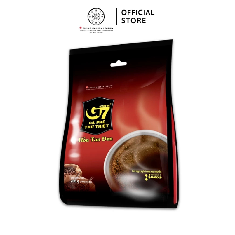 Trung Nguyên Legend - Cà phê G7 hòa tan đen ( không đường) - bịch 100 gói