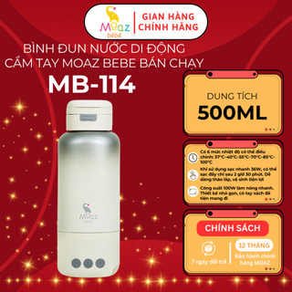  Bình đun hâm nước pha sữa di động cầm tay MOAZ BEBE MB114 dung tích 500ml khoảng nhiệt 35-100 độ 