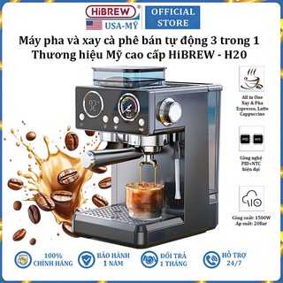 Máy pha và xay cà phê bán tự động Espresso, Cappuccino, Latte thương hiệu HiBREW H20 20bar - Công suất 1500W