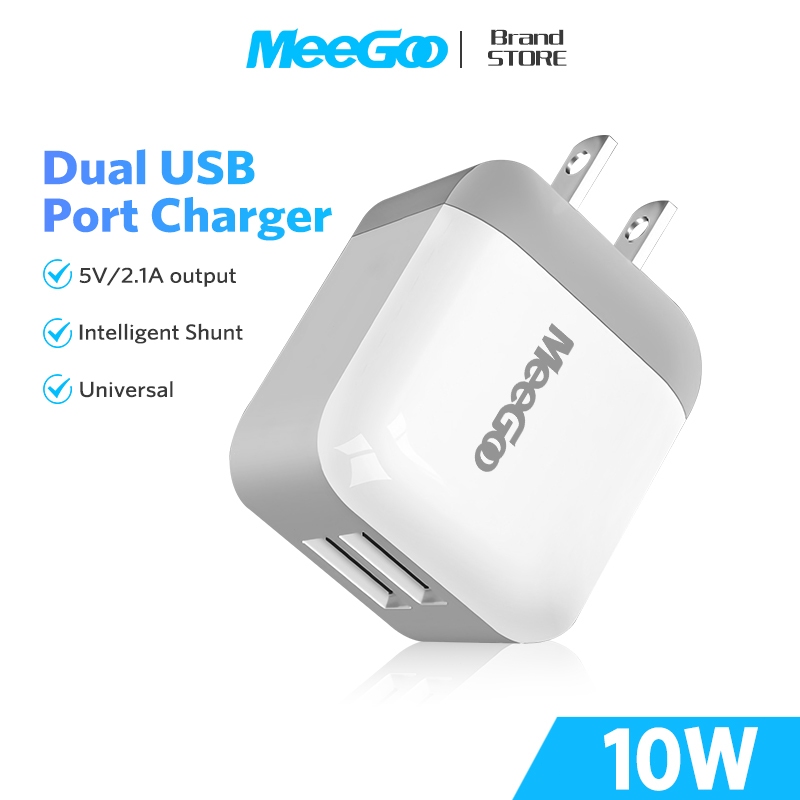 Cục Sạc Nhanh PD 10W 2 Cổng USB MeeGoo,Củ Sạc Nhanh Chống Cho Samsung Xiaomi IPhone