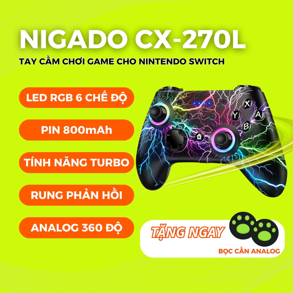 Tay cầm chơi game Nintendo Switch, fifa online 4 không dây có led rgb tương thích Điện thoại/Laptop/