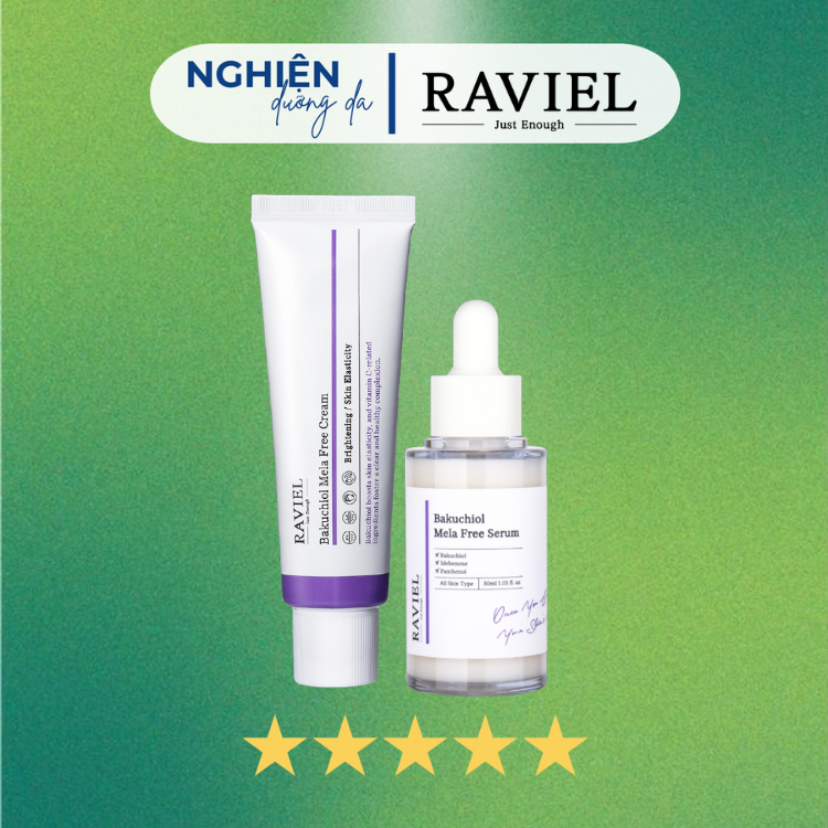 Kem Và Tinh Chất Dưỡng Chống Lão Hoá Raviel Bakuchiol Mela Free