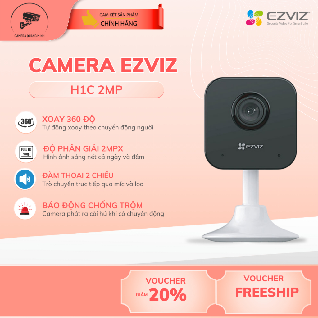 Camera Ezviz H1C, đàm thoại 2 chiều, cảnh báo chuyển động, chính hãng Ezviz Việt Nam