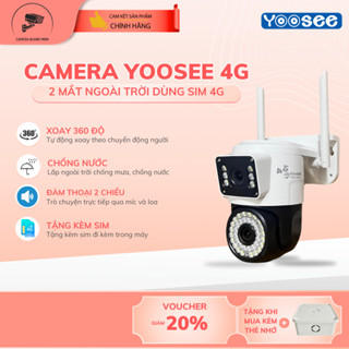 [Tặng Sim] Camera Yoosee Sử Dụng Sim 4G, 2 Mắt Ngoài Trời 4K, Chống nước, báo động chống trộm