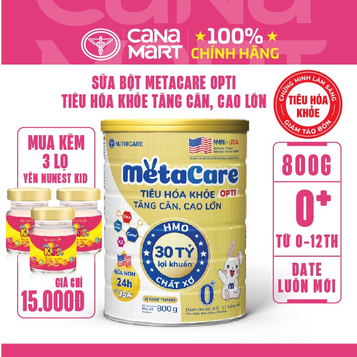 Sữa bột Nutricare MetaCare Opti 0+ tiêu hóa khỏe, tăng cân, cao lớn