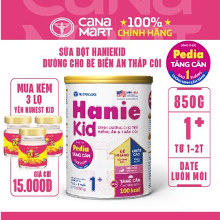Sữa bột Nutricare Hanie Kid 1+ cho trẻ biếng ăn suy dinh dưỡng (850g)