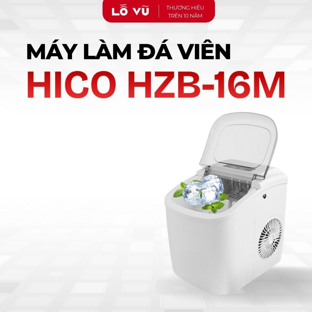Máy làm đá viên HICO HZB-16m, Công suất 95w, Dung tích 1,3 lít, Kèm thìa múc đá - Lỗ Vũ 1, levu01, l
