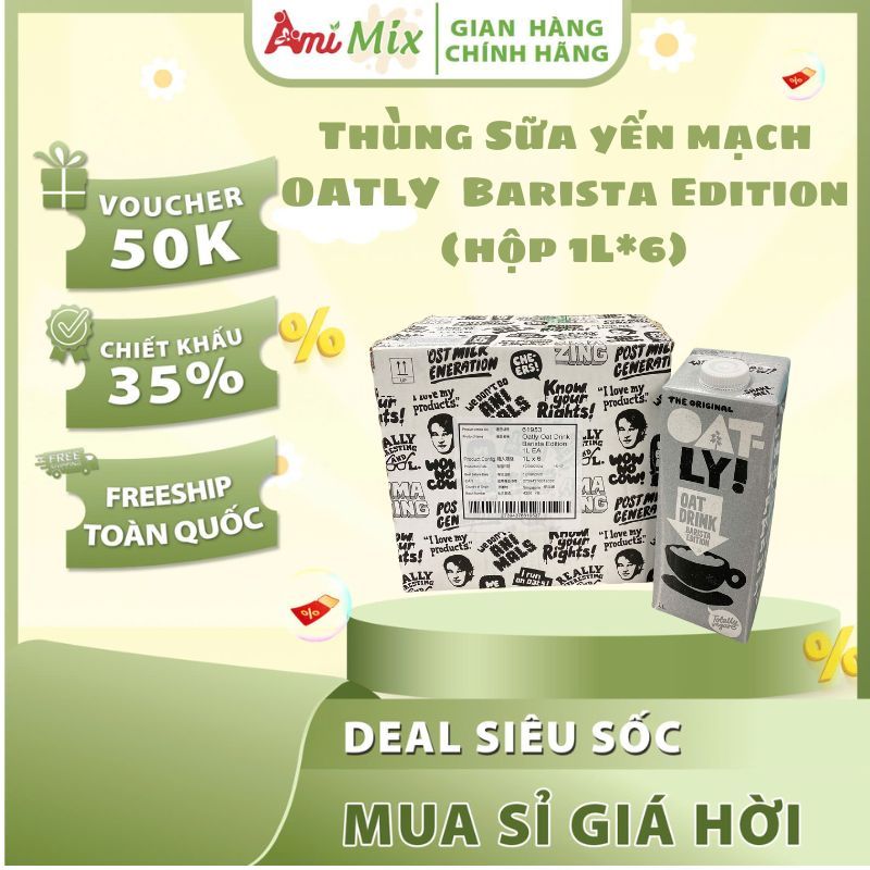 [THÙNG 6 HỘP] Sữa Yến Mạch OATLY Nguyên Vị - Barista Edition 1L