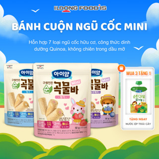 Bánh Cuộn Mini Ăn Dặm Ildong Hàn Quốc Hữu Cơ 3 Vị Dành Cho Bé Từ 10 Tháng Tuổi Bánh Ăn Dặm Cho Bé Túi 50g Thơm Ngon