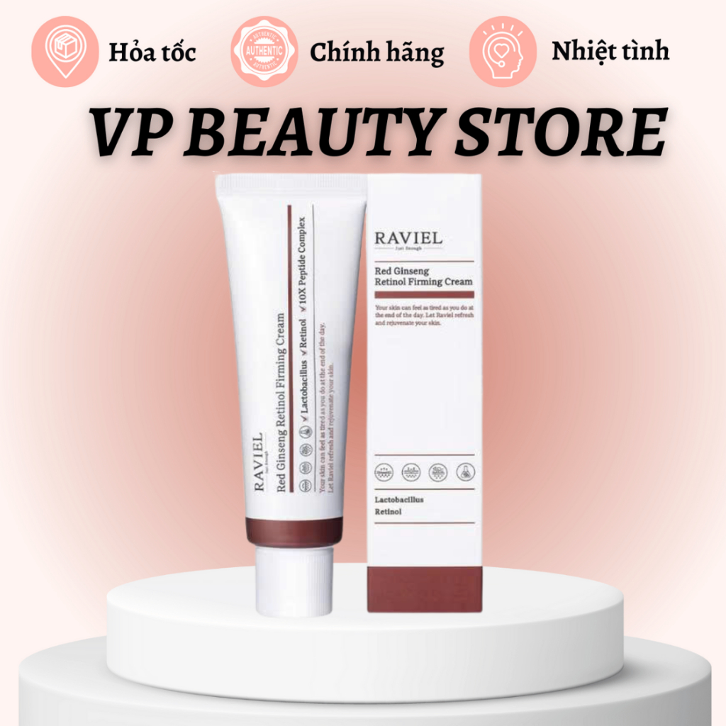 Raviel Firming Cream 50ml – Kem Dưỡng Red Ginseng Retinol – Vạch Nâu