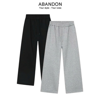Quần thun ống rộng vải nỉ 2 da dày dặn form suông unisex mùa hè nam nữ Abandon D10