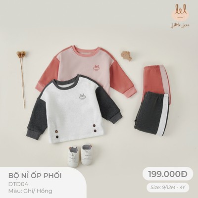 Bộ nỉ ốp phối dành cho bé Lil Little love (DTD04)