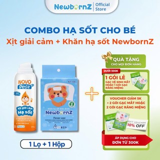  combo xịt giải cảm khăn hạ sốt cho bé Novopetie NewbornZ - Giúp bé dễ chịu giải cảm hạ nhiệt cơ thể hạ sốt 