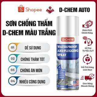  Sơn Xịt Chống Thấm Dột D-Chem Chuyên Dụng Waterproof Dùng Cho Góc Tường Chân Tường Mái Nhà Mái Tôn 