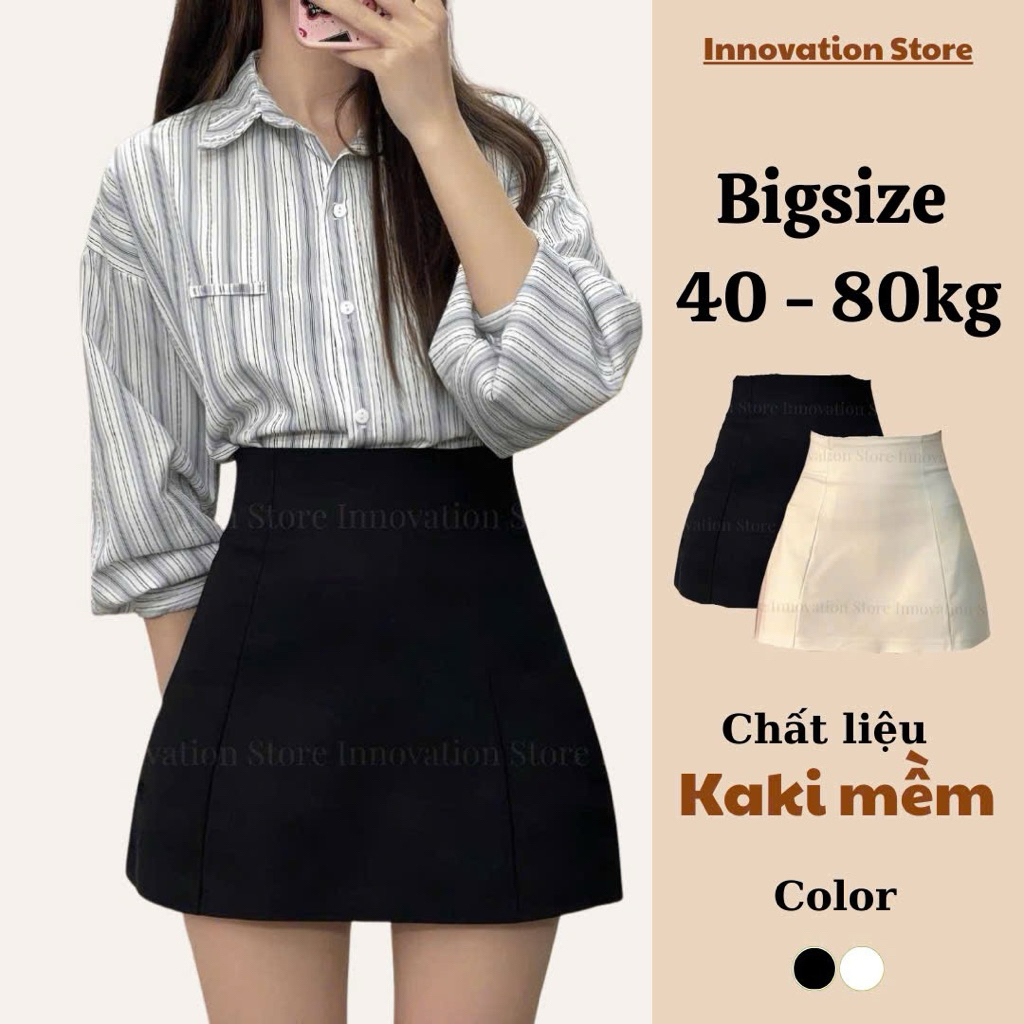 Chân Váy Chữ A, Chân Váy Con Ong Cạp Lưng Cao BIG SIZE Chất Kaki Mềm Cao Cấp Hack Dáng Tôn Eo Nâng Mông TA-88