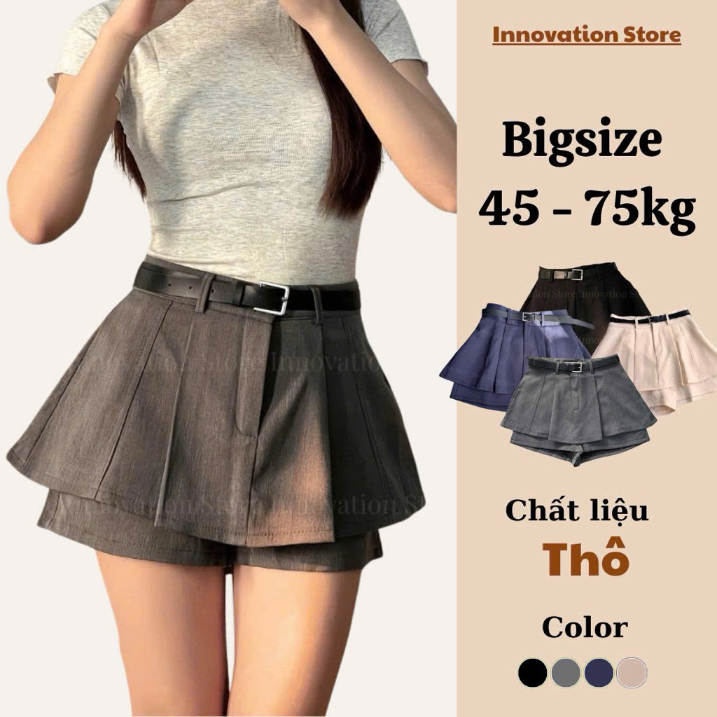 [TẶNG KÈM ĐAI] Quần Váy Thiết Kế 2 Tầng Có Quần Short Chống Lộ Cạp Lưng Cao Khoá Kéo 868 Nữ Women