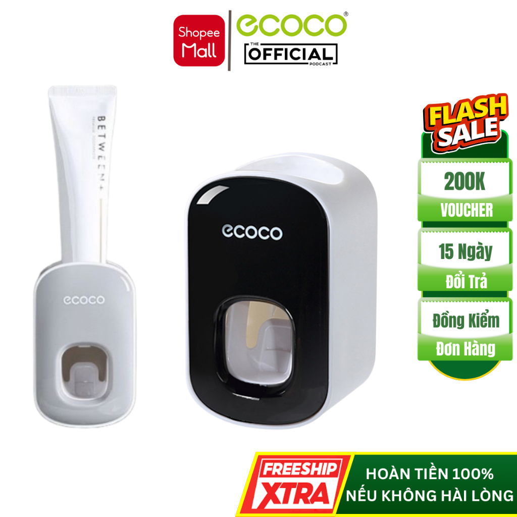 Bộ Nhả Kem Đánh Răng Đơn Dán Tường ECOCO, Nhả Kem Đánh Răng Chất Liệu Nhựa ABS Cao Cấp