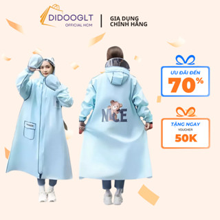 Áo Mưa Thời Trang Hình Gấu Nice Có Khoá Kéo - Áo Mưa Một Người Có Kính Chắn Mưa Tiện Lợi