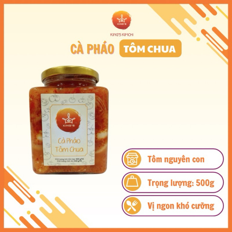 CÀ PHÁO TÔM CHUA HIỆU KING’S 500g (hũ thủy tinh)