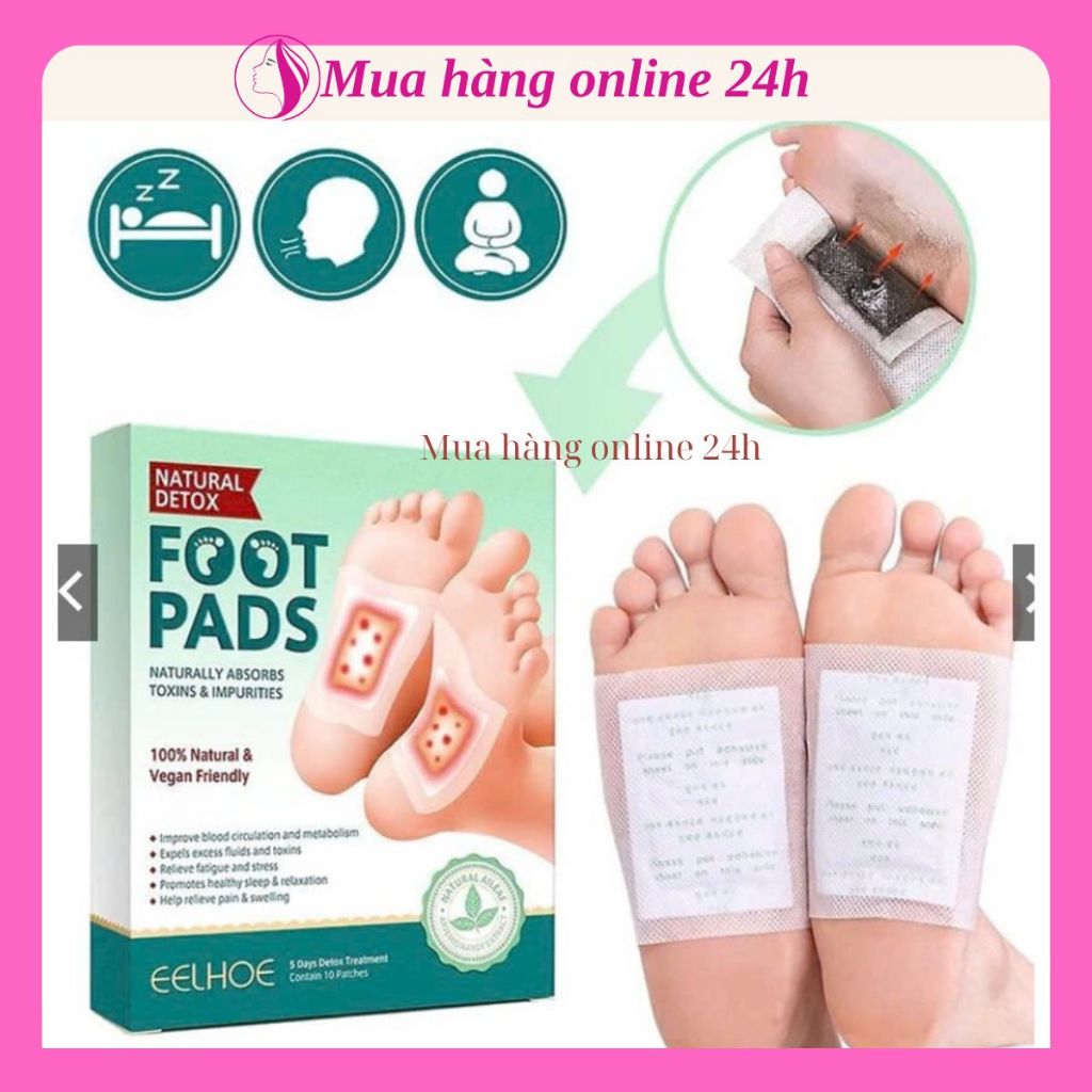 Miếng dán hỗ trơ thải độc chân, thải độc ngải cứu, giảm độc tố cơ thể Hộp 10 miếng