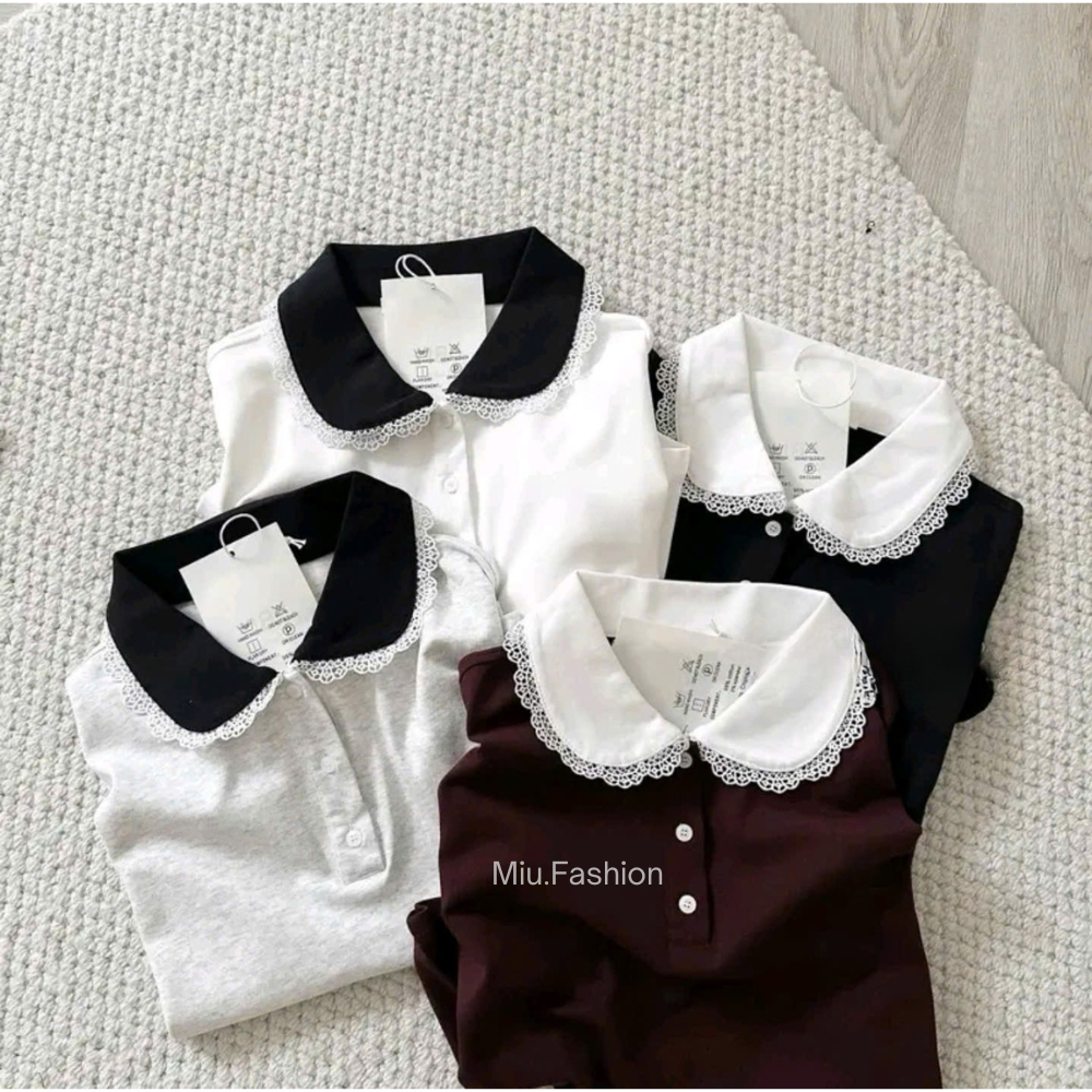 Áo polo cổ sen tay hến phối viền bèo trẻ trung, năng động, cá tính size 38-80kg | BigBuy360 - bigbuy360.vn