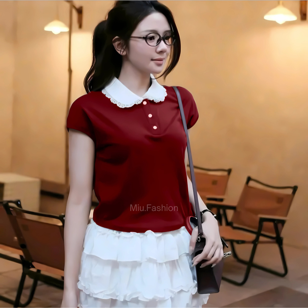 Áo polo cổ sen tay hến phối viền bèo trẻ trung, năng động, cá tính size 38-80kg