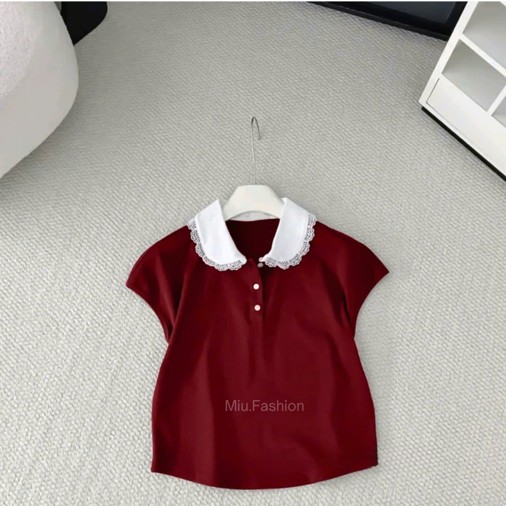 Áo polo cổ sen tay hến phối viền bèo trẻ trung, năng động, cá tính size 38-80kg | BigBuy360 - bigbuy360.vn