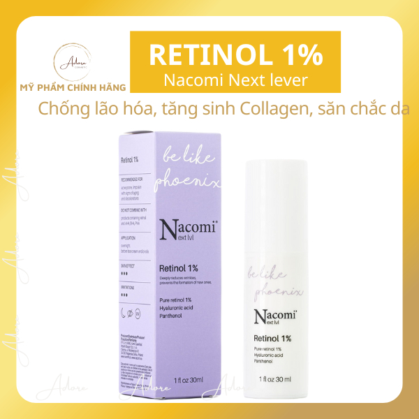 Retinol 1% Nacomi Serum chống lão hóa giảm nếp nhăn tái tạo da làm sáng da 30ML