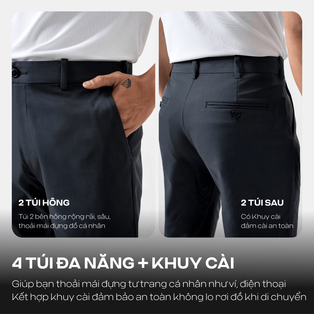 Quần dài nam Kaki Excool co giãn, thấm hút, chống nắng, quần âu chống tia UV Coolmate | BigBuy360 - bigbuy360.vn