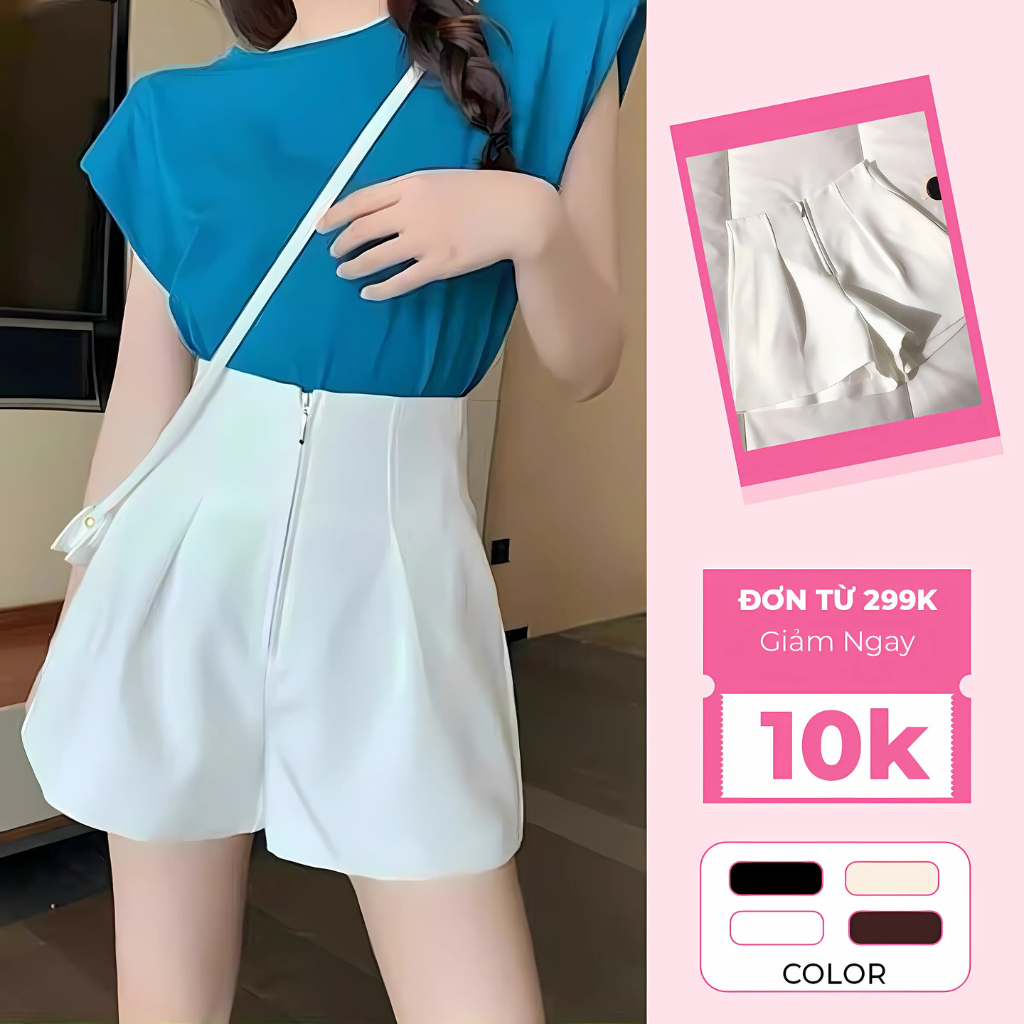 Quần short nữ cạp liền siêu cao quần đùi nữ khóa đồng chất tuyết mưa đẹp thời trang