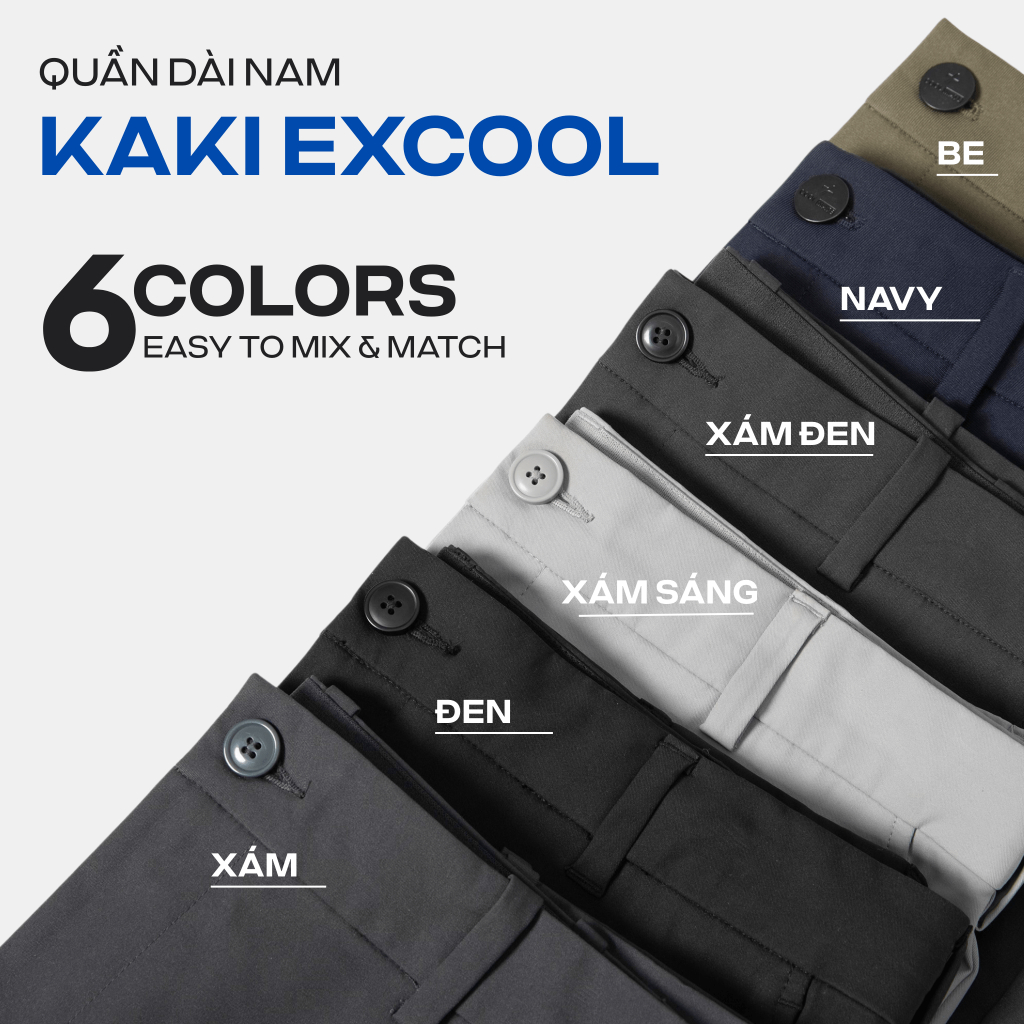 Quần dài nam Kaki Excool co giãn, thấm hút, chống nắng, quần âu chống tia UV Coolmate | BigBuy360 - bigbuy360.vn