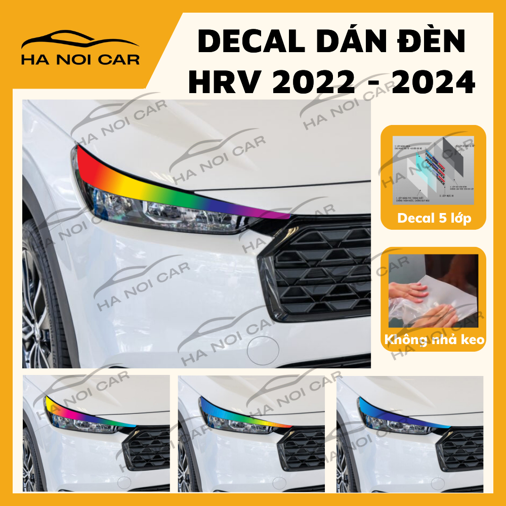 Tem dán đèn HRV 2022-2024 (2 bên), Decal dán đổi màu đèn HRV 2022-2024 ,Tem decal 3 lớp không phai m