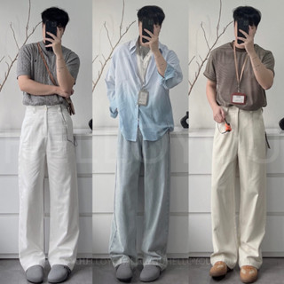 Quần jean màu nâu nam ống rộng CẠP CAO HELLOYOU, Quần bò trắng rộng nam dáng baggy unisex Hàn Quốc top xu hướng 2023