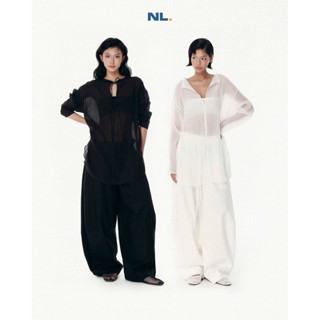  Normallife | TOP 40 | Áo sơ mi tay dài voan tơ xuyên thấu cột nơ  KHÔNG KÈM TUBE  