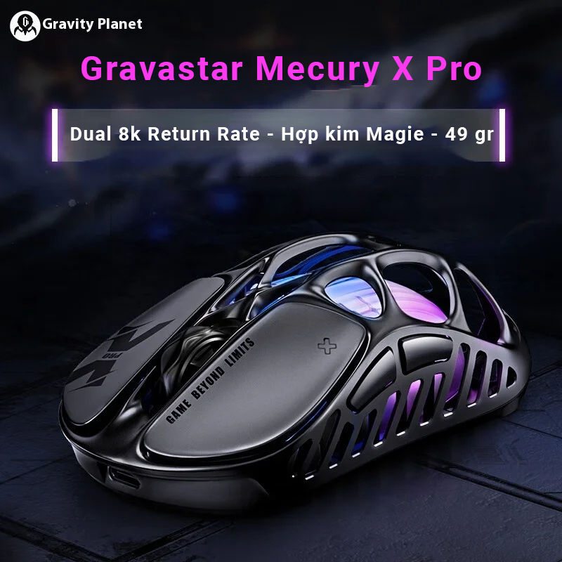 Chuột Gravastar X Pro 8K - PAW3950 32,000 DPI - Return Rate 8k - 3 Mode kết nối - Siêu nhẹ chỉ 49gr | BigBuy360 - bigbuy360.vn