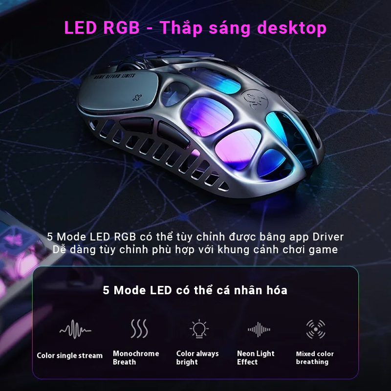 Chuột Gravastar X Pro 8K - PAW3950 32,000 DPI - Return Rate 8k - 3 Mode kết nối - Siêu nhẹ chỉ 49gr | BigBuy360 - bigbuy360.vn