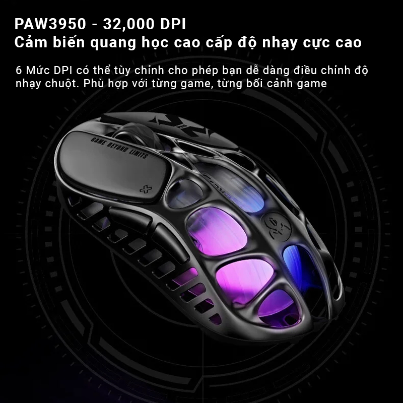 Chuột Gravastar X Pro 8K - PAW3950 32,000 DPI - Return Rate 8k - 3 Mode kết nối - Siêu nhẹ chỉ 49gr | BigBuy360 - bigbuy360.vn