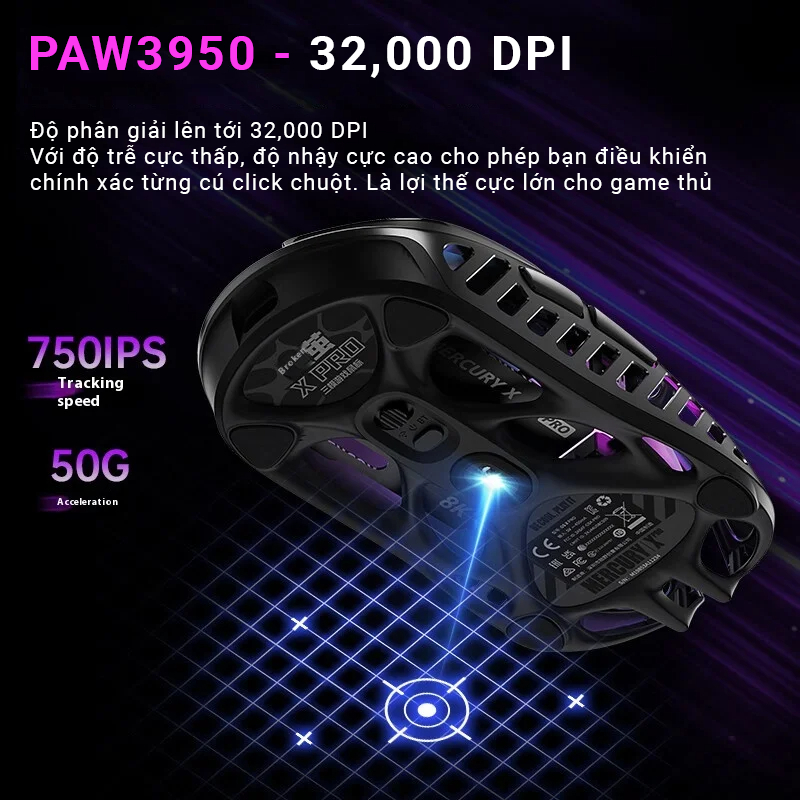 Chuột Gravastar X Pro 8K - PAW3950 32,000 DPI - Return Rate 8k - 3 Mode kết nối - Siêu nhẹ chỉ 49gr | BigBuy360 - bigbuy360.vn