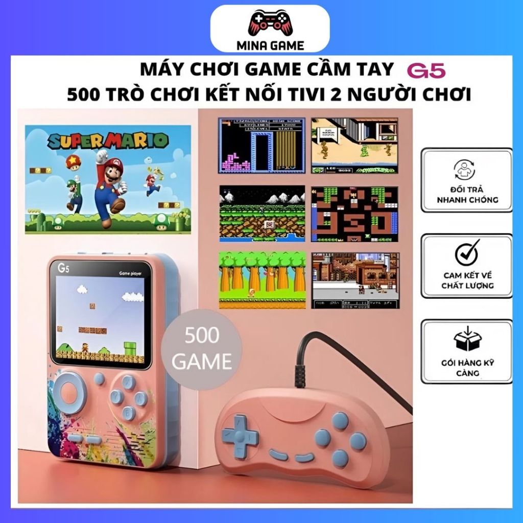 Máy Chơi Game Cầm Tay 500 Trò Chơi G5 - 2 Người Sử Dụng Kết Nối Tivi Âm Thanh Hình Ảnh Rõ Nét
