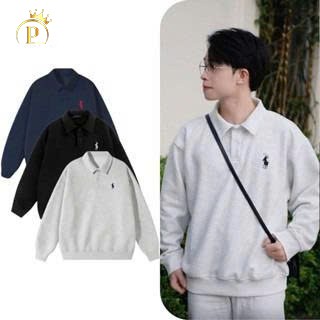 Áo Sweeter Polo Nam Nữ Form Suông Vải Nỉ Cotton 2 Da Cổ Bẻ 3 Màu Đen Xám Xanh Than PHUC KING SHOP