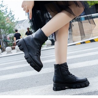[ CAO CẤP SALE LẺ SIZE 39 40] Giày ulzzang boots, boot combat nữ đế thô 5 phân boot cột dây nữ cao cấp S030
