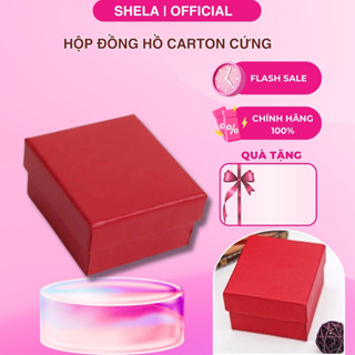 Hộp đồng hồ carton cứng màu đỏ đen đẹp kèm gối bông