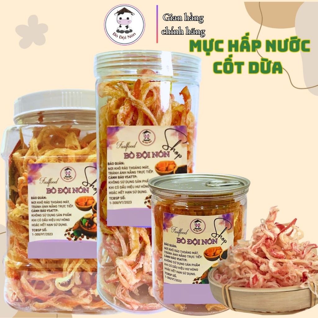 300G/500gr Mực Hấp Nước Cốt Dừa Bò đội Nón