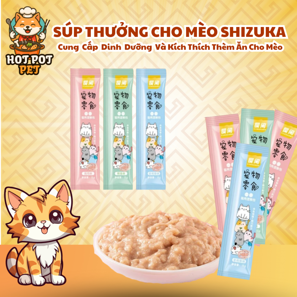 [COMBO 200 THANH] Súp Thưởng Cho Mèo Shizuka, Soup Thưởng Cho Mèo Shizuka - HotPotPet