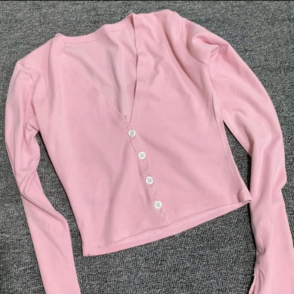 Áo Khoác Cardigan Trơn Dáng Ngắn Ôm Chất Cotton Có Khuy Cài Giữa Thời Trang Talene TOP NU 240 | BigBuy360 - bigbuy360.vn